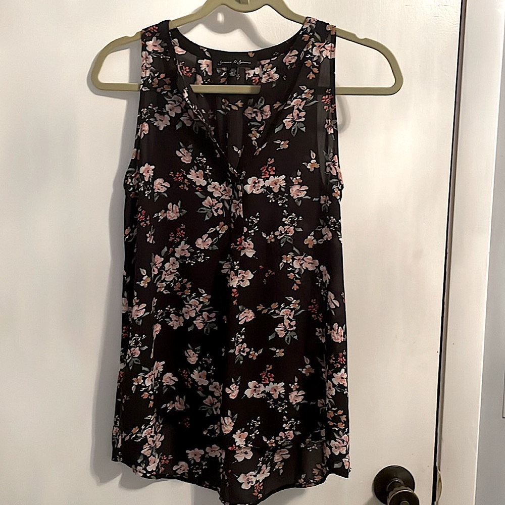 Jasmine & Juliana Black and Pink Floral Sleeveless Top, S